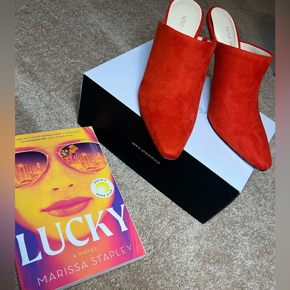 Designer Nine West Cinda2 Red Mule Heels Sz 8M